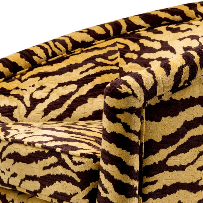 Swivel Chair Catene tigris brown brushed brass finish