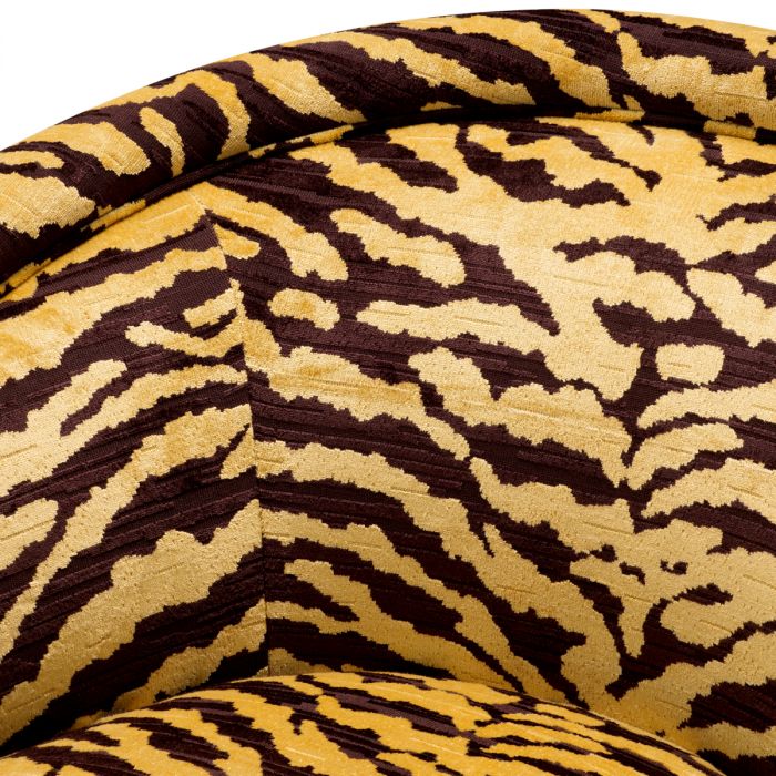 Swivel Chair Catene tigris brown brushed brass finish