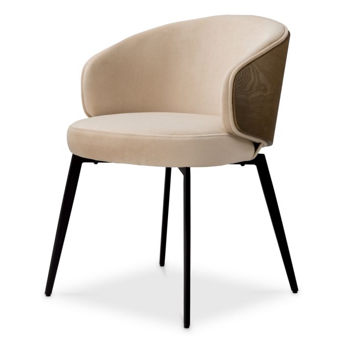 Dining Chair Camerota walnut finish sabino beige