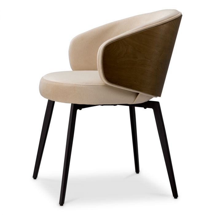Dining Chair Camerota walnut finish sabino beige