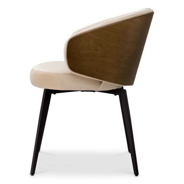 Dining Chair Camerota walnut finish sabino beige