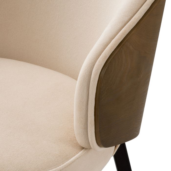 Dining Chair Camerota walnut finish sabino beige