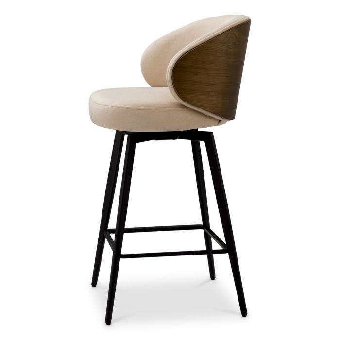 Counter Stool Camerota walnut finish sabino beige