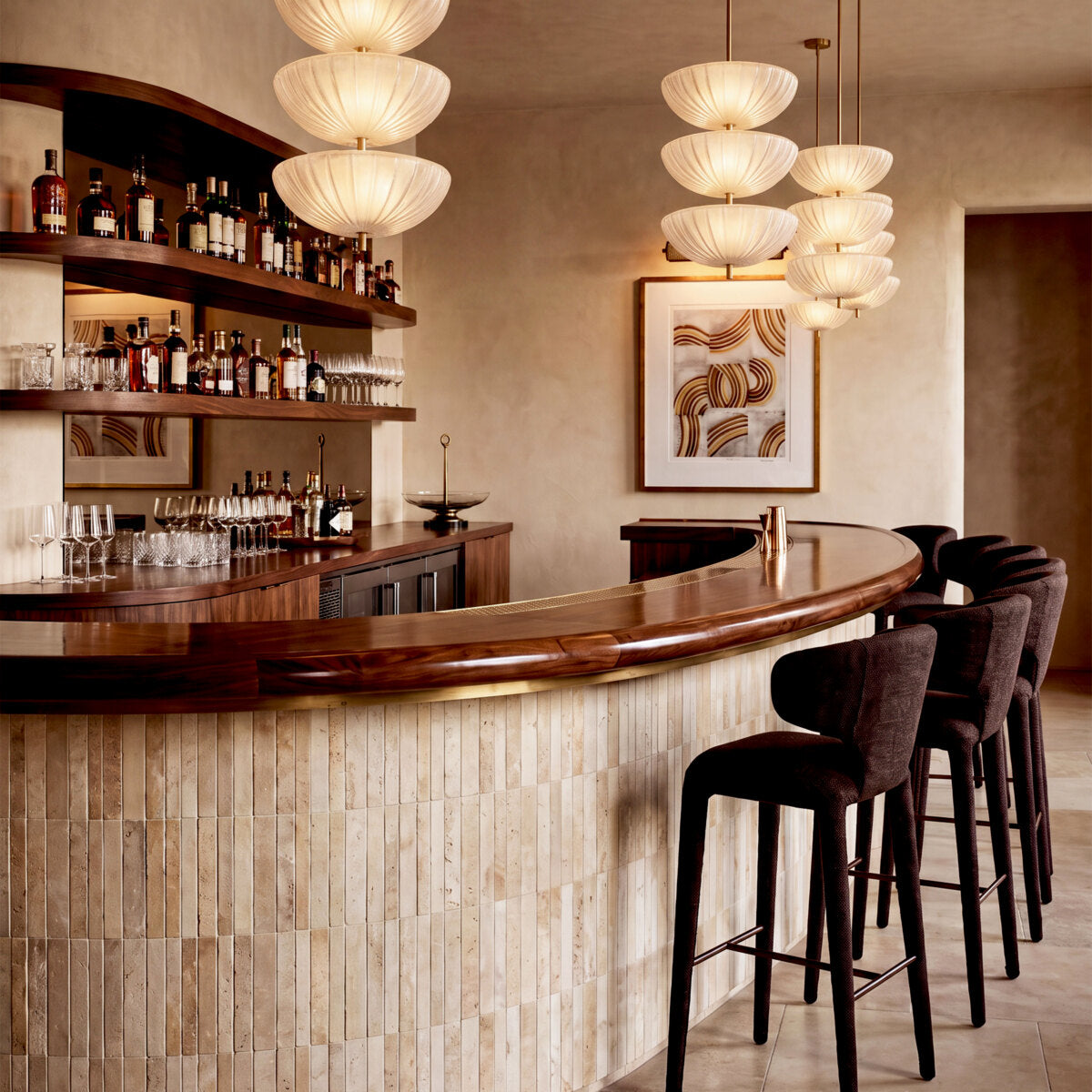 Curved-Back Upholstered Bar Stool Josephine | Eichholtzmh.com
