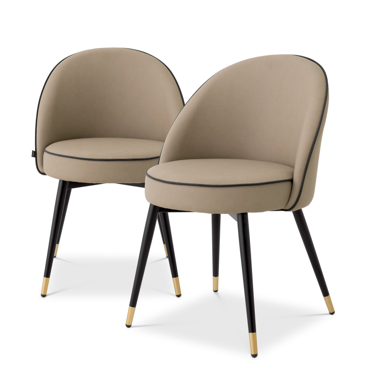 Beige Curved Back Dining Chair Set (2) Cooper