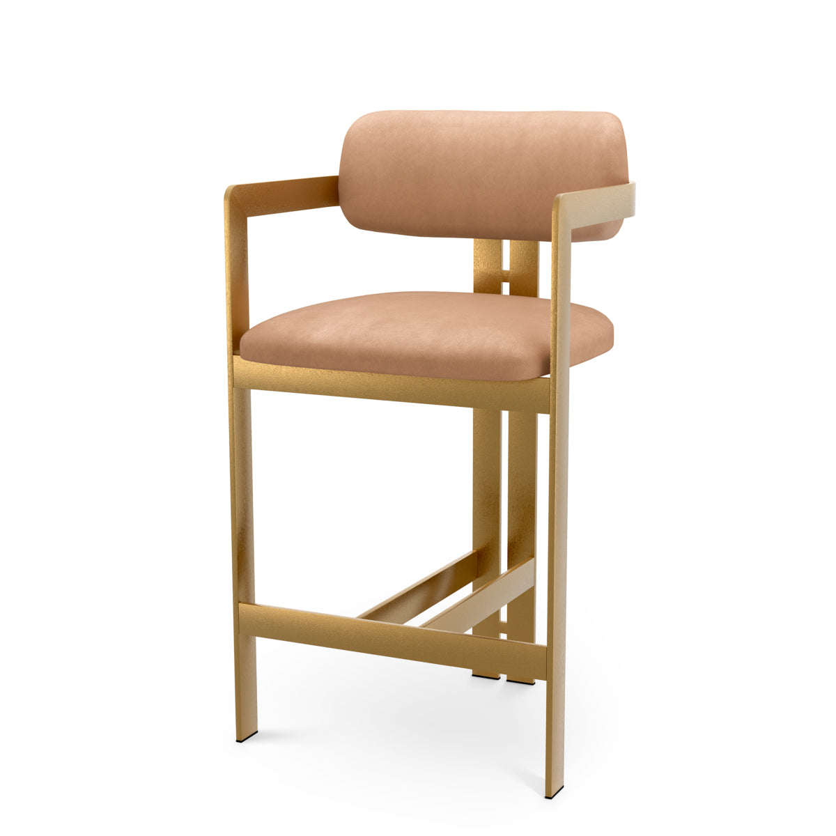 Beige Leather Upholstered Counter Stool Donato