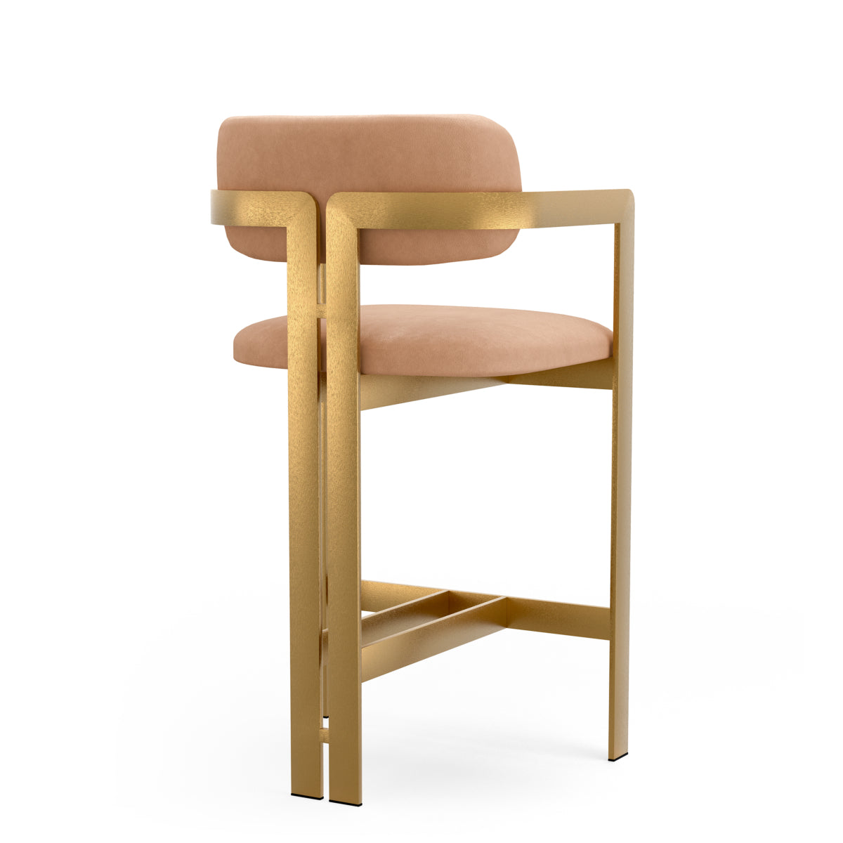 Beige Leather Upholstered Counter Stool Donato