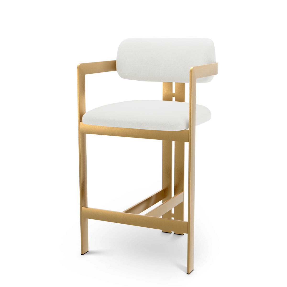 Muslin White Rounded Back Counter Stool Donato | A