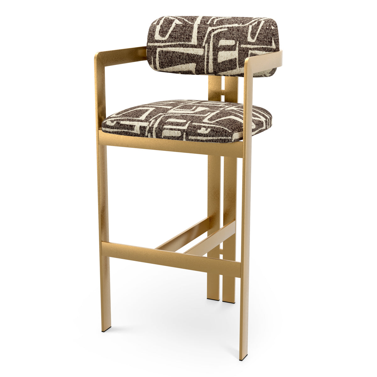 Dark Brown Gold Frame Bar Stool Donato | B