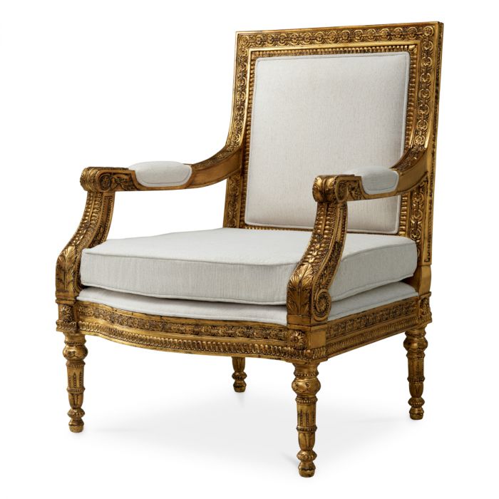 Chair Louis gold finish sentier cream
