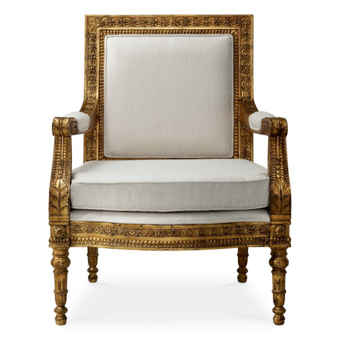 Chair Louis gold finish sentier cream