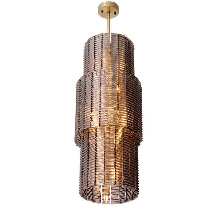 Chandelier Imperial brushed brass finish smoke glass