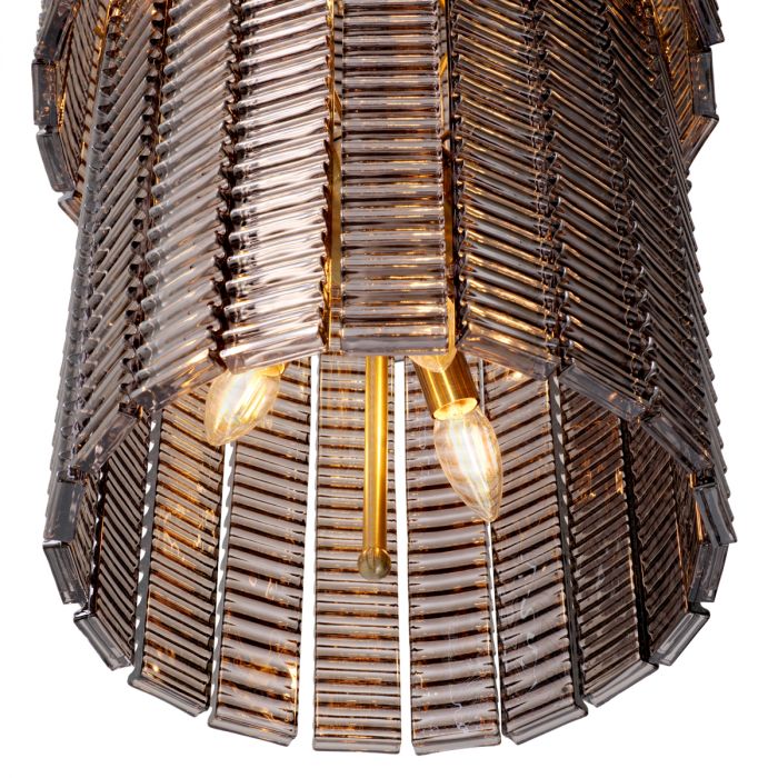 Chandelier Imperial brushed brass finish smoke glass