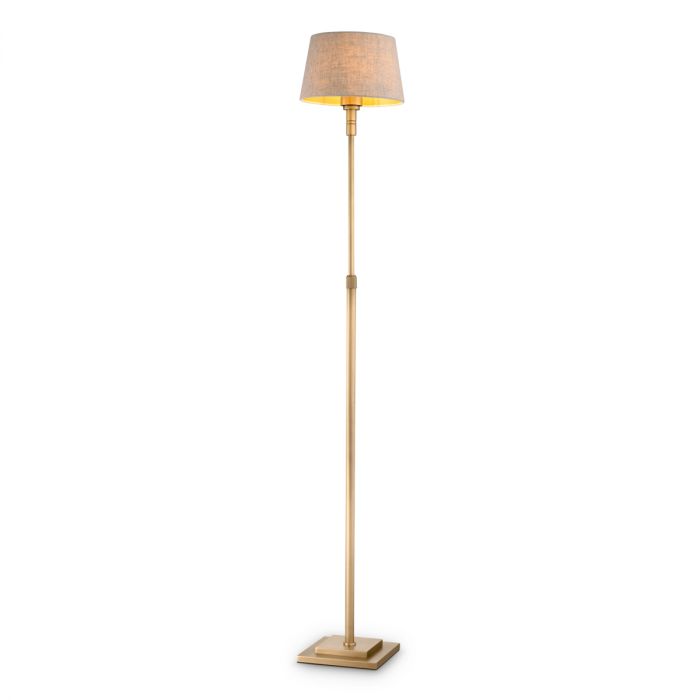 Floor Lamp Tryon antique brass finish incl linen shade