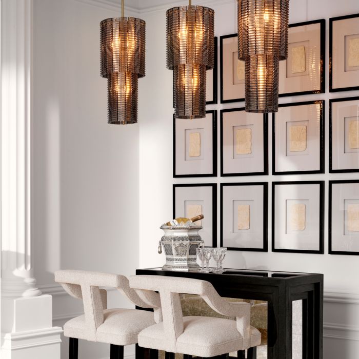 Chandelier Imperial S brushed brass finish smoke glass