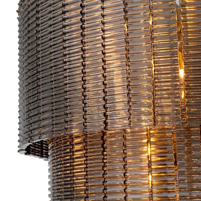 Chandelier Imperial Double brushed brass finish smoke glass