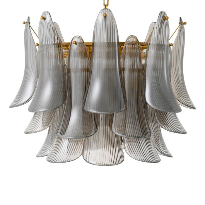 Chandelier Amun brushed brass finish smoke glass