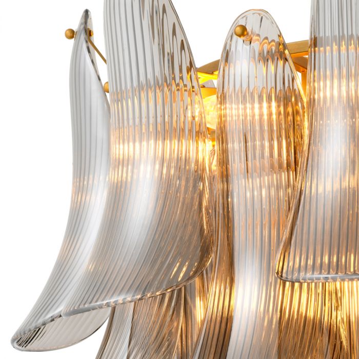 Chandelier Amun brushed brass finish smoke glass