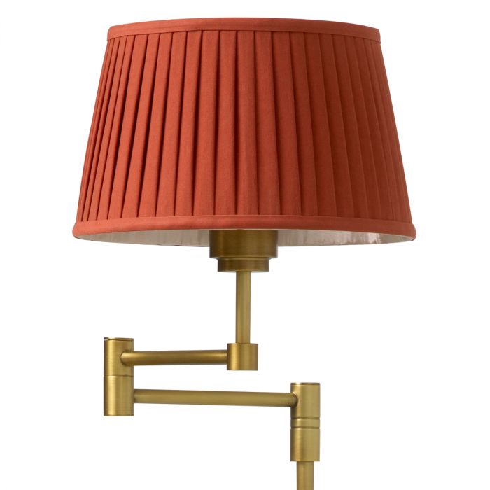 Floor Lamp Corbin antique brass finish incl orange pleated shade