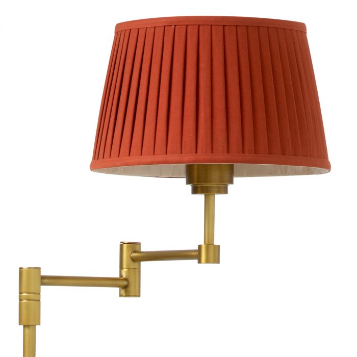 Floor Lamp Corbin antique brass finish incl orange pleated shade