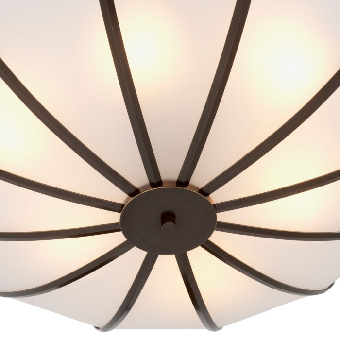Chandelier Jenkins L bronze highlight finish white glass