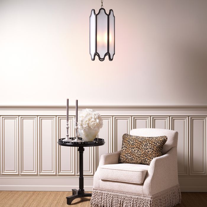 Pendant Rockefeller bronze highlight finish white glass