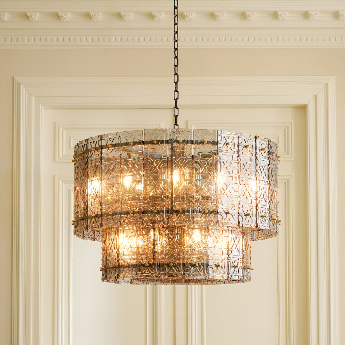 2-Tiered Glass Panel Chandelier Georgette | Eichholtzmh.com