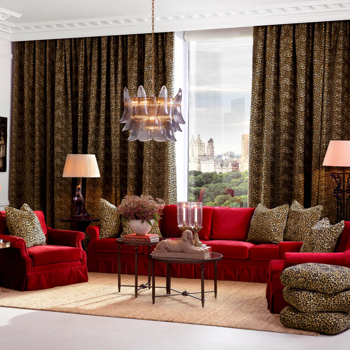 Red Velvet Frilled Sofa Verplanck | Eichholtzmh.com