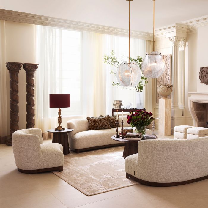 Sofa Stelvio walnut finish winslow chenille beige