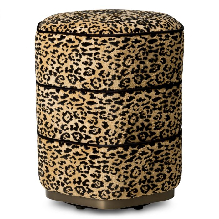 Stool Roosevelt bernard leopard camel bronze finish