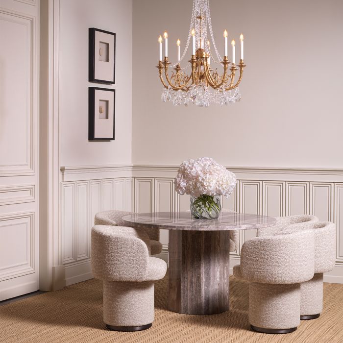 Dining Chair Marly bronze finish vaux jacquard beige