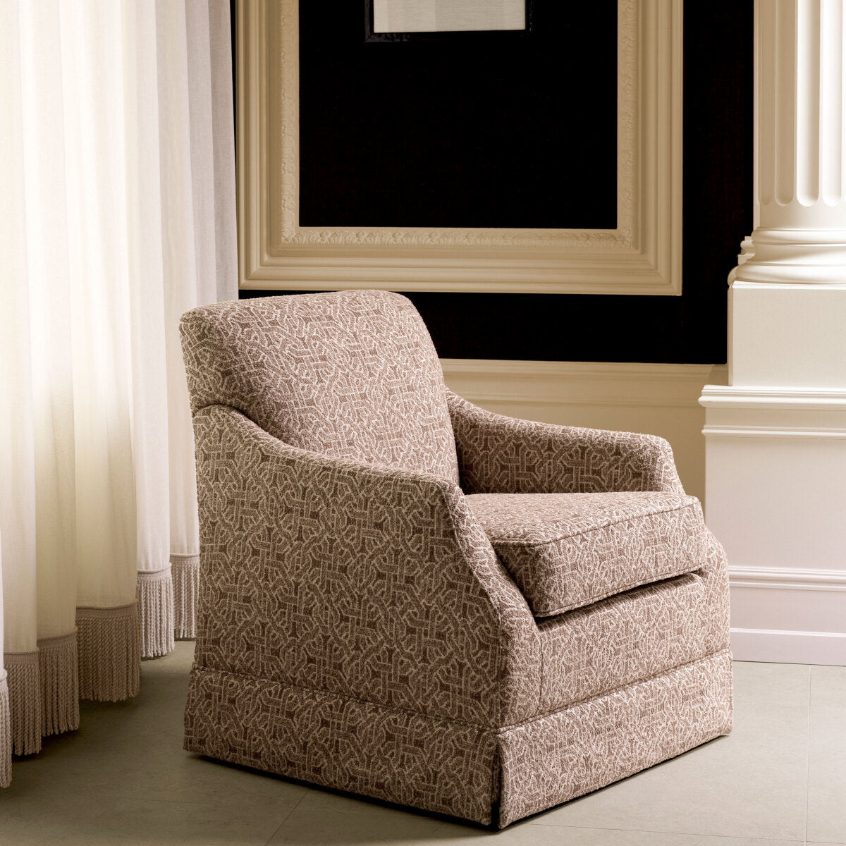 Beige Jacquard Swivel Chair Madison | Eichholtzmh.com