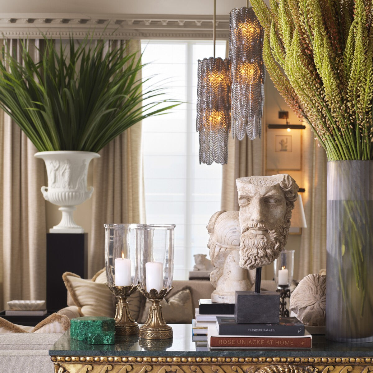 Smoke Glass Palm Chandelier Sahure | Eichholtzmh.com